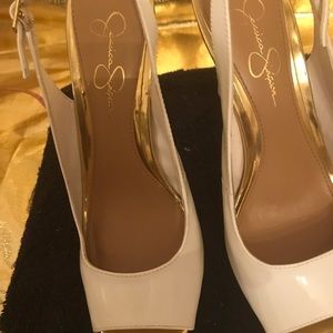 Gold Plated Classic White High Heel